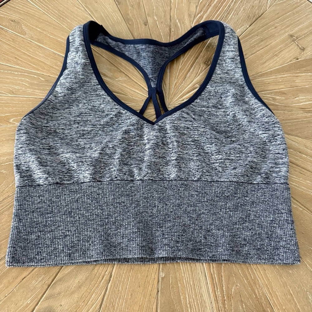 Victoria's Secret Gray Heather Sports Bra with Navy Trim
